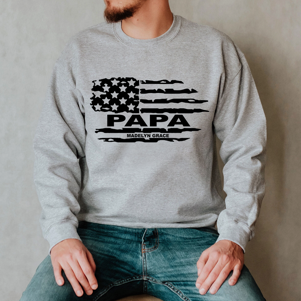 Custom Papa Flag And Kids Sweatshirt