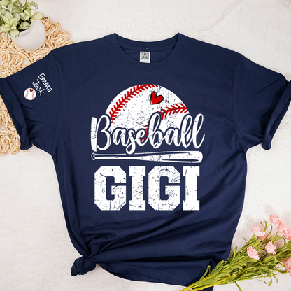 Custom Baseball Gigi T-Shirt, Graphic Tee With Baseball And Heart Design for Gift Grandma And Kids