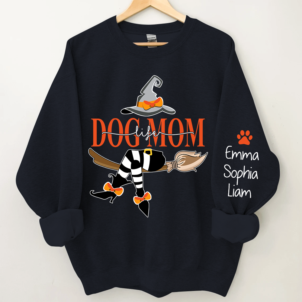 Dog Mom With Halloween Sweatshirt, Custom Mom & Kids Halloween, Gift For Mom TH