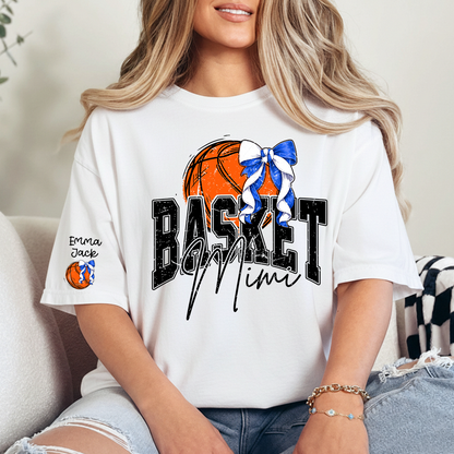 Basketball Mimi Shirt Personalized with Grandkids Names, Custom Basketball Family Tee