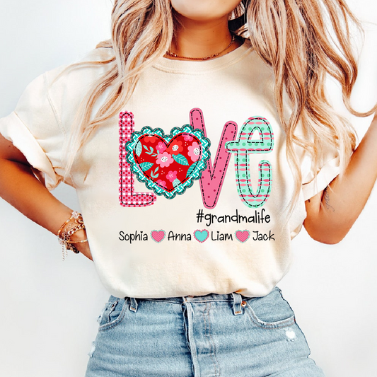 Love Grandma Life Shirt, Personalized Grandma T-Shirt with Custom Kids Names