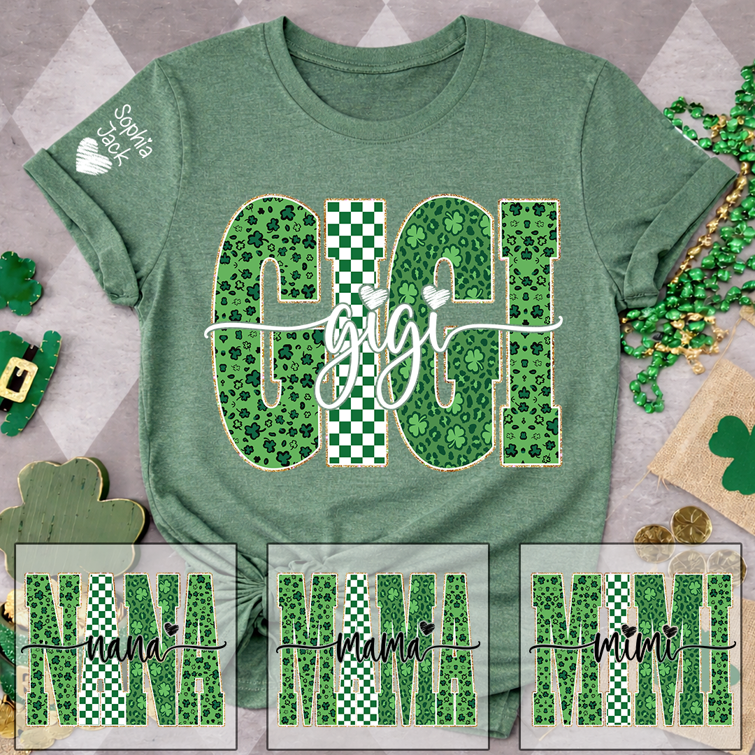 Patrick's Day Gigi Leopard Clover, St. Patrick's Day Gift For Grandma And Grandchildren