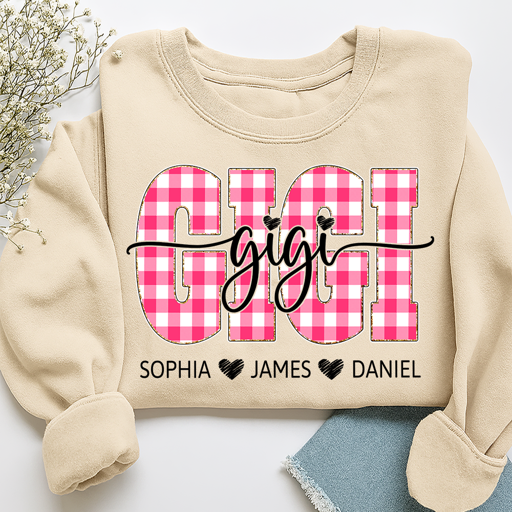 Personalized Gigi Sweatshirt with Grandkids Names, Custom Grandma Crewneck, Gigi Valentine Family Gift