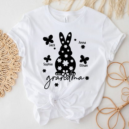 Personalized Grandma Easter Bunny T-shirt, Custom Grandma And Kids