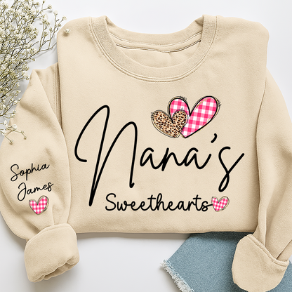Custom Nana’s Sweethearts Sweatshirt, Valentine Gift for Grandma with Names