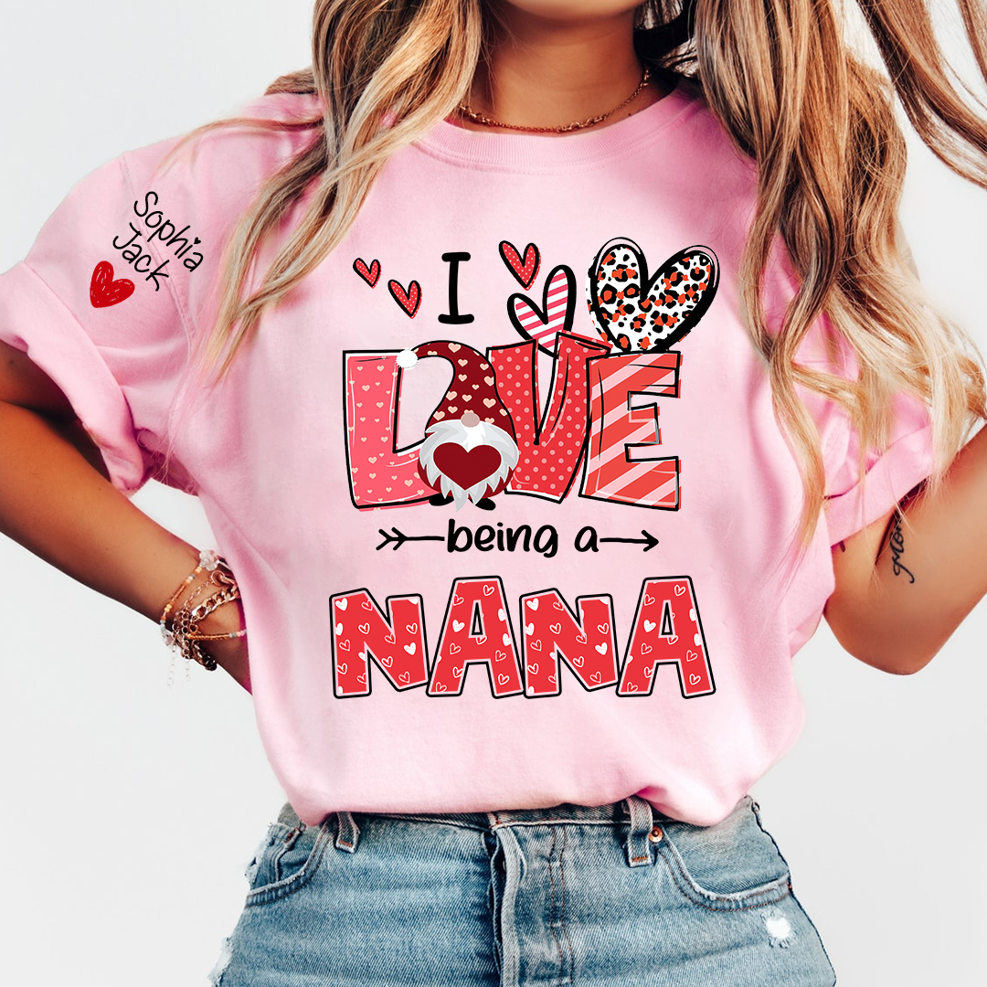I Love Being Called Nana Sweatshirt, Heart Gnome Valentine Gift For Grandma And Her Grandchildren