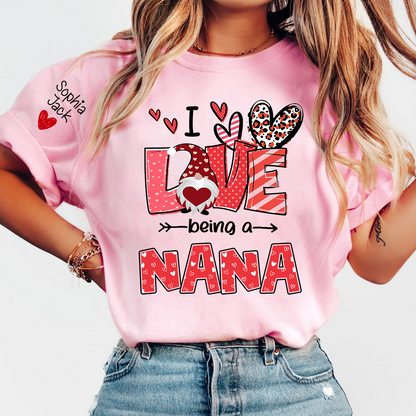 I Love Being Called Nana Sweatshirt, Heart Gnome Valentine Gift For Grandma And Her Grandchildren