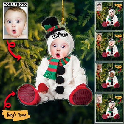 Custom Baby Photo Ornaments with Names, Personalized Christmas Ornaments