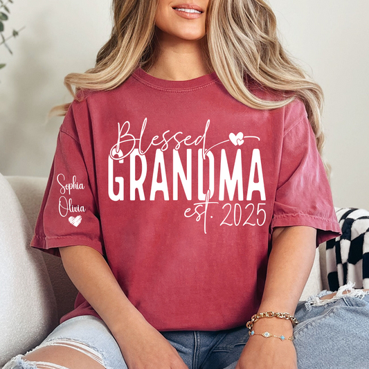 Blessed Grandma And Kids Custom T-Shirt 2025, Give Grandma