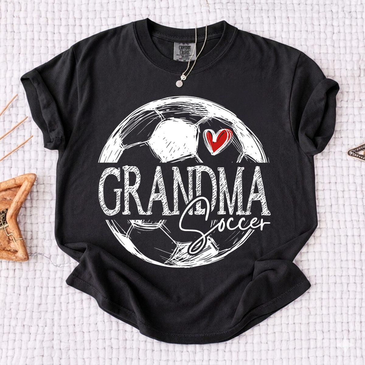 Comfort Colors® Custom Soccer Mimi Heart Shirt, For Gift Grandma Football Tee