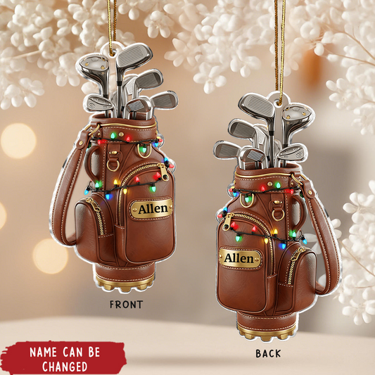 Personalized Golf Ornament – Merry Christmas Tree Decoration for Golfers, Custom Name Gift Ornament
