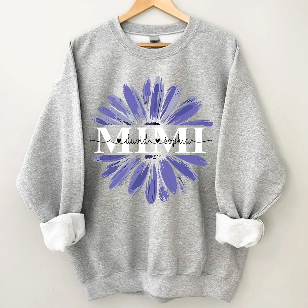 Mimi Purple Daisy Flower With Grandkids Sweatshirt