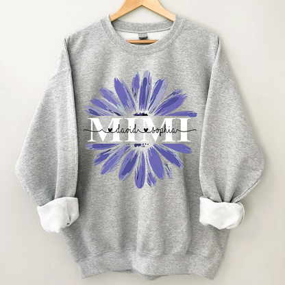 Mimi Purple Daisy Flower With Grandkids Sweatshirt