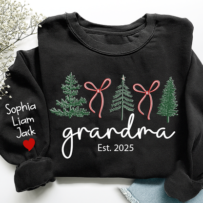 Personalized Grandma Christmas Sweatshirt, Custom Tree Design with Kids Names