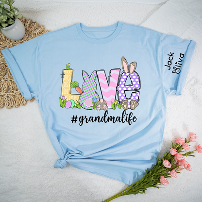 Personalized Love Grandma Life Bunny Easter T-Shirt