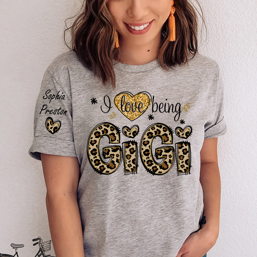 I Love Being Gigi Leopard, Custom Gigi And Kids, Grandma Gift TH T-Shirt