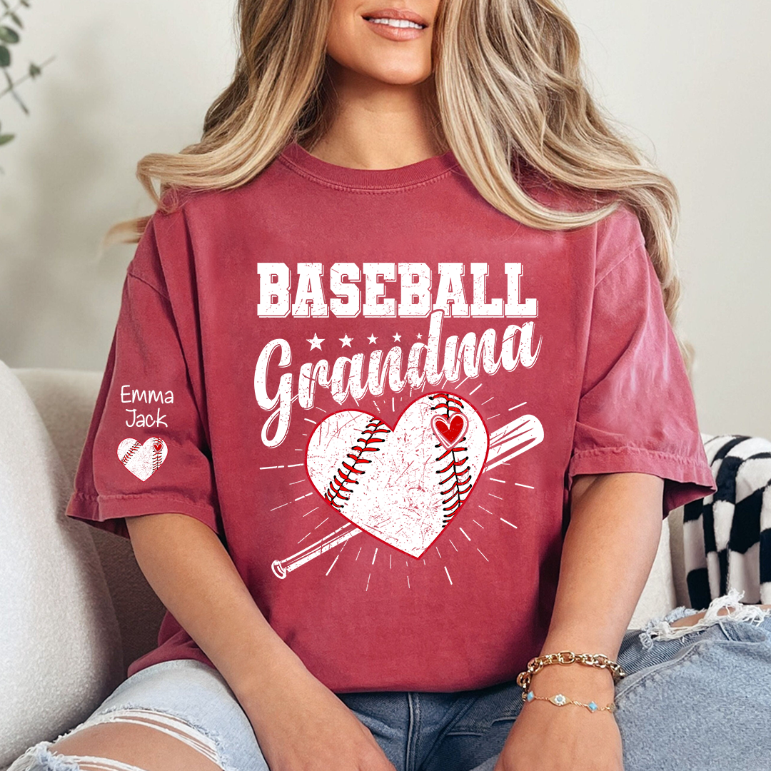 Custom Baseball Grandma T-Shirt, Personalized Family Tee for Baseball Season and Game Days