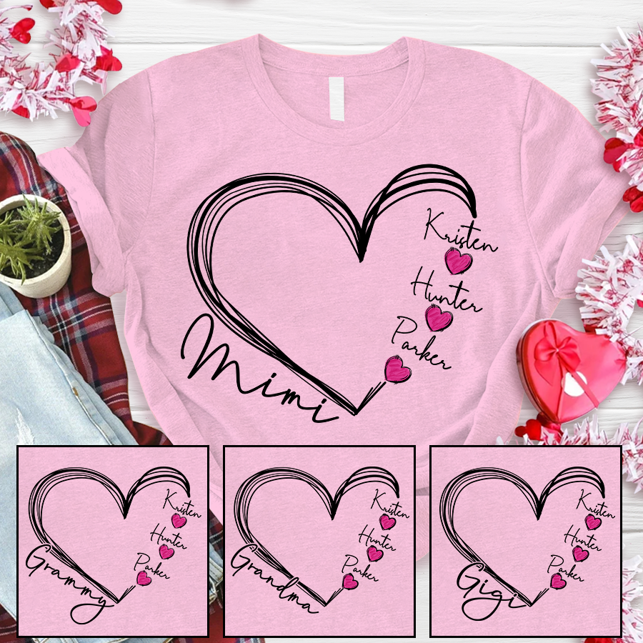 Custom Heart Mimi And Kids Valentine's Day LTP01 Tshirt