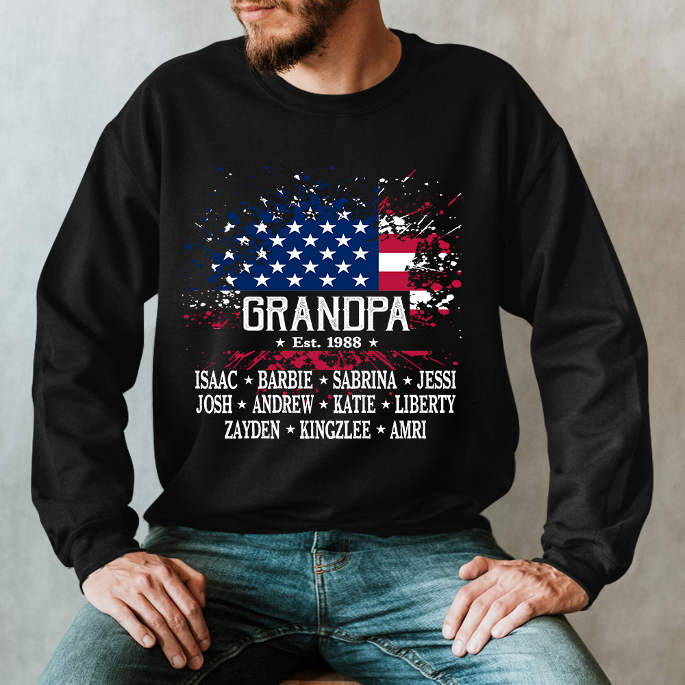 Grandpa Est Flag And Grandkids Sweatshirt