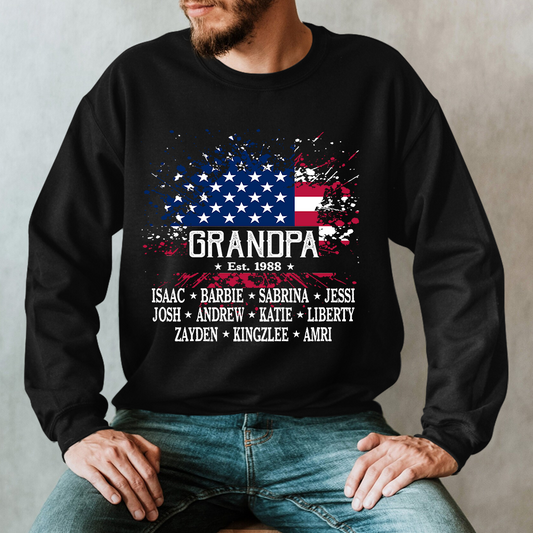 Grandpa Est Flag And Grandkids Sweatshirt