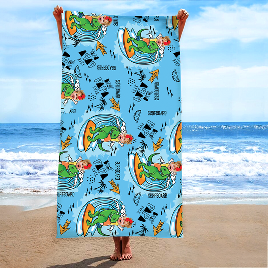 Personalized Sea Summer Beach Towels, Custom Photo, Nick Name Papa And Kids Gifts, Summer Towels