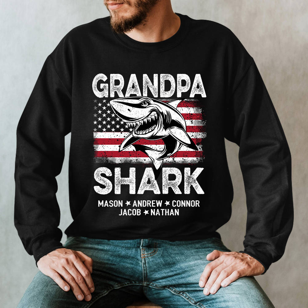 Grandpa Shark With Grandkids Sweatshirt