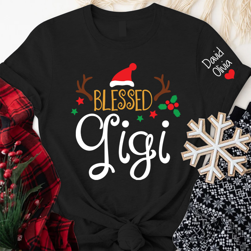 Blessed Gigi Christmas And Grandkids T-Shirt