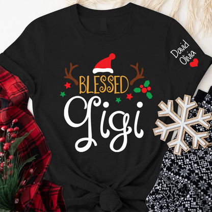 Blessed Gigi Christmas And Grandkids T-Shirt