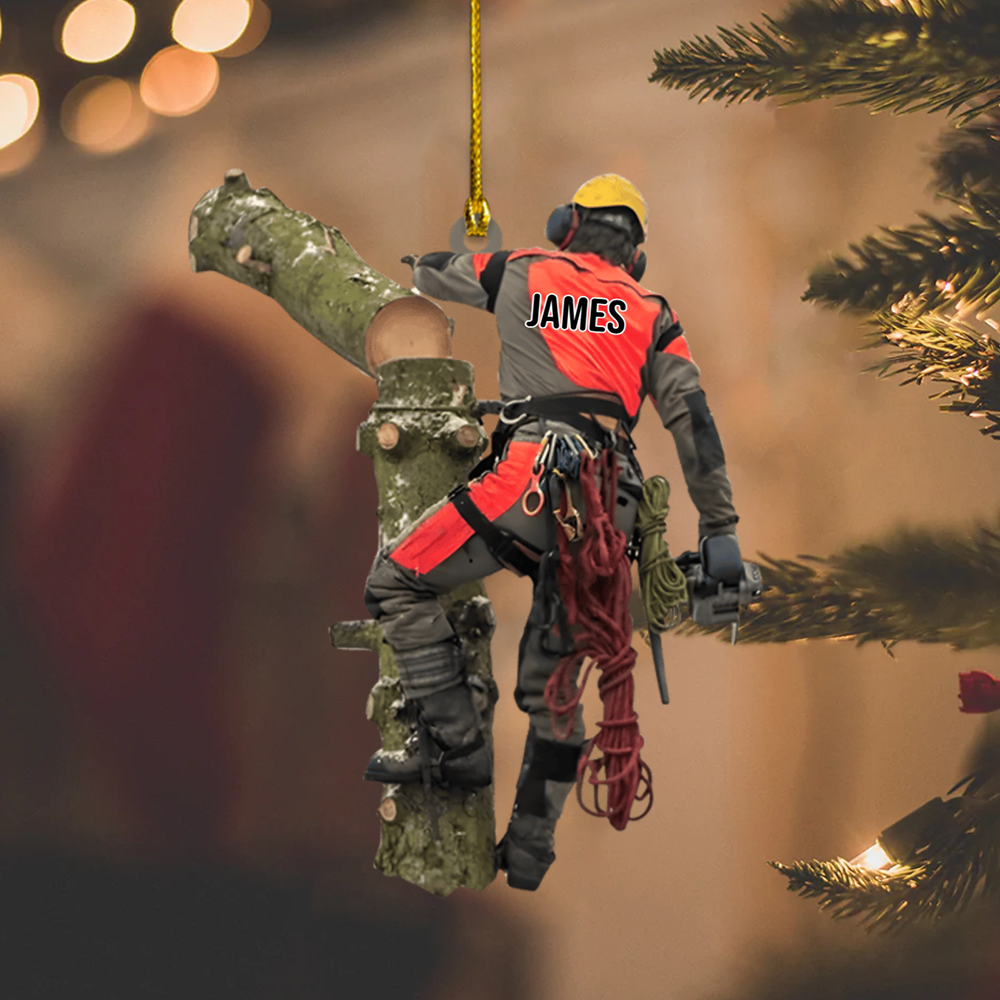 Personalized Arborist Ornament 2025 – Custom Tree Climber Ornament with Name, Christmas Gift for Tree Workers Ornament