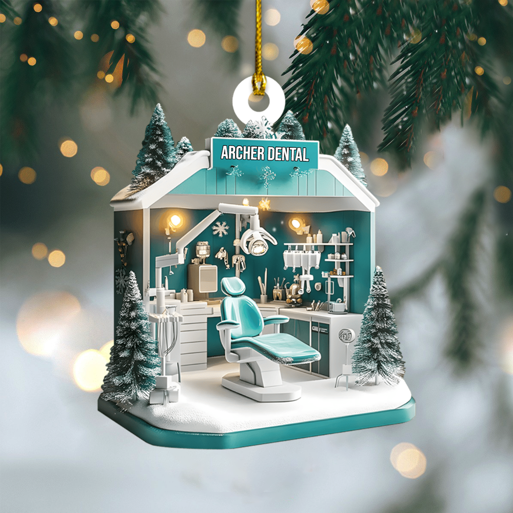 Custom Dentist Office Ornament – Personalized Dental Clinic Name Christmas Tree Decor, Perfect Holiday Gift for Dental Professionals Ornament