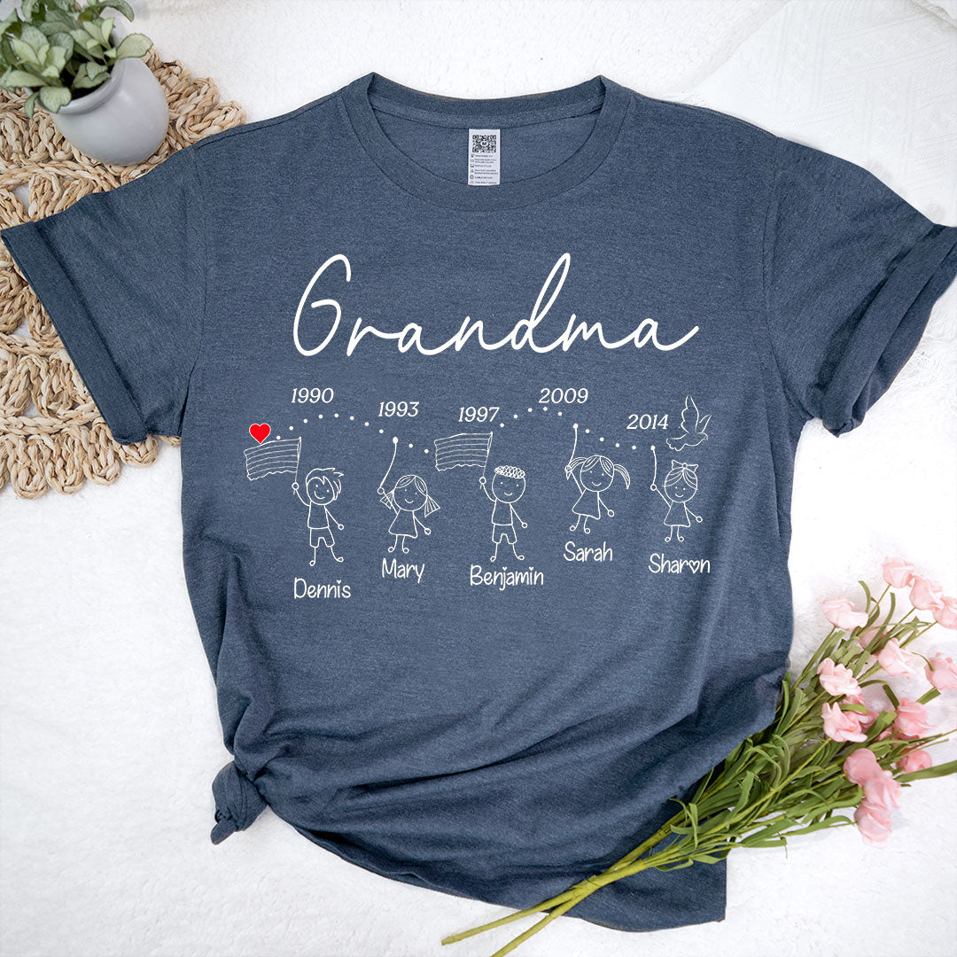 Personalized Grandma And Grandkids Est T-Shirt