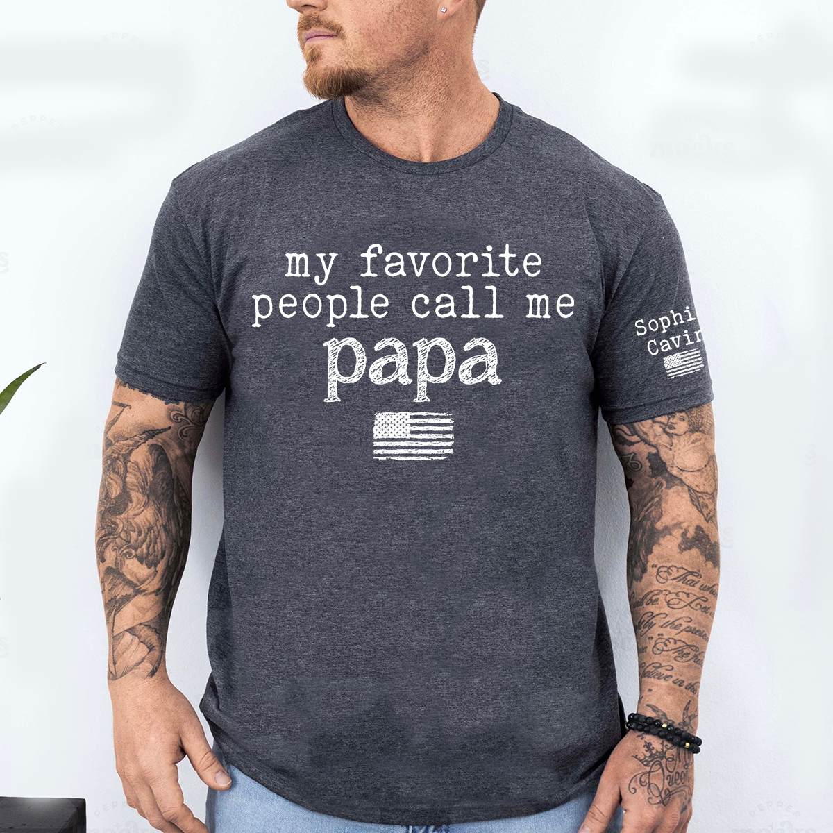 My Favorite People Call Me Papa Shirt, Personalized Papa Tee, American Flag Design, Gift for Dad Grandpa Fathers Day