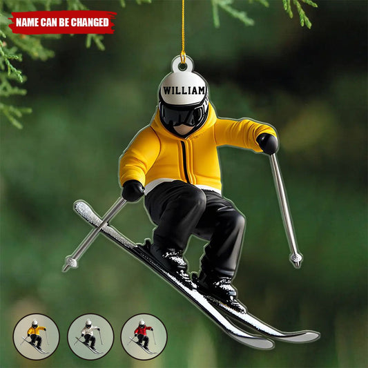 Personalized Skiing Ornament – Custom Name Skier Christmas Tree Ornament for Winter Sports Lovers Ornament
