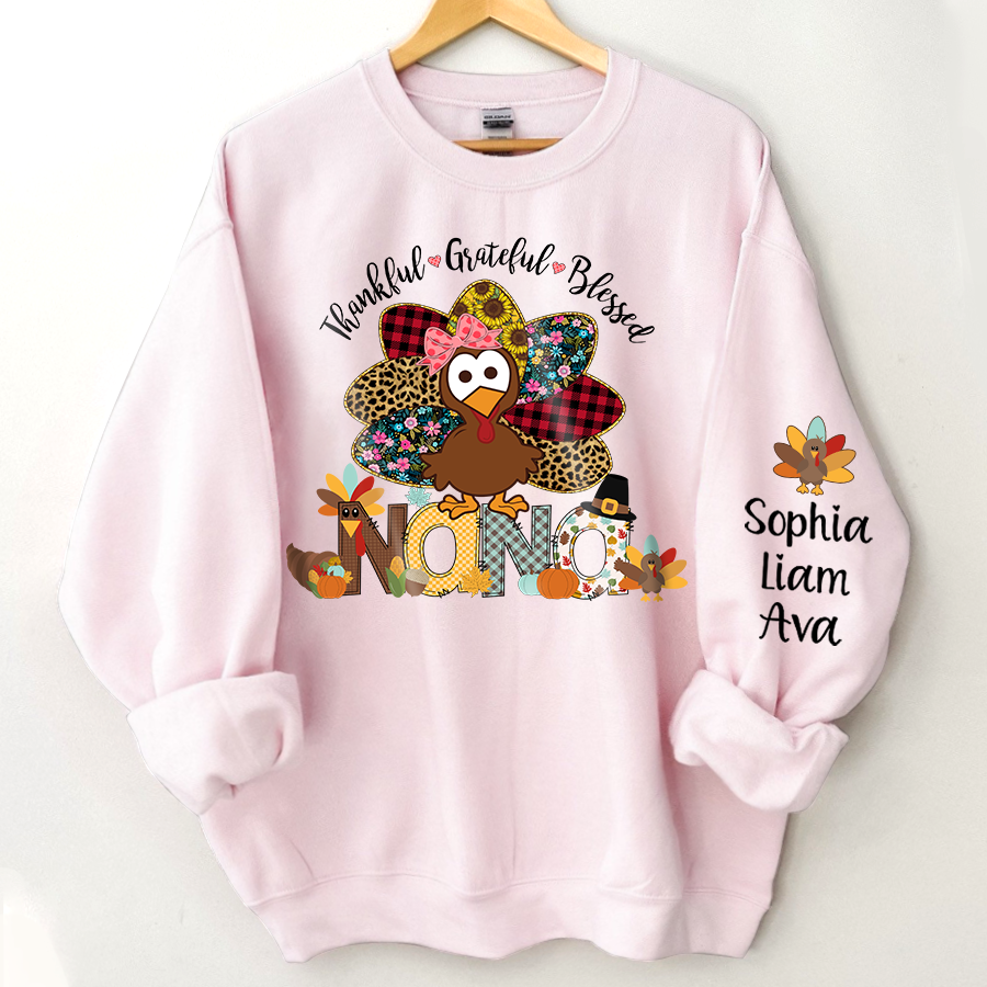 Personalized thankful grateful blessed nana with grandkids Sweatshirt