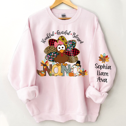 Personalized thankful grateful blessed nana with grandkids Sweatshirt