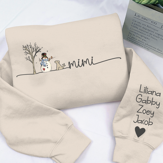 Personalized Mimi Christmas Snowman And Grandkids
