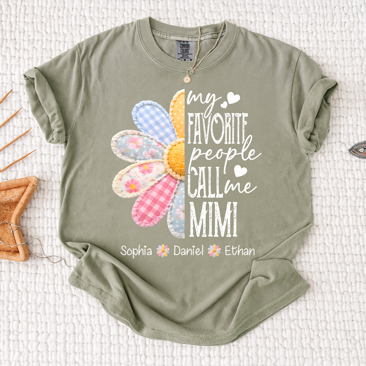 Comfort Colors Personalized Mimi Shirt Floral Design, My Favorite People Call Me Mimi Custom Family Names Tee