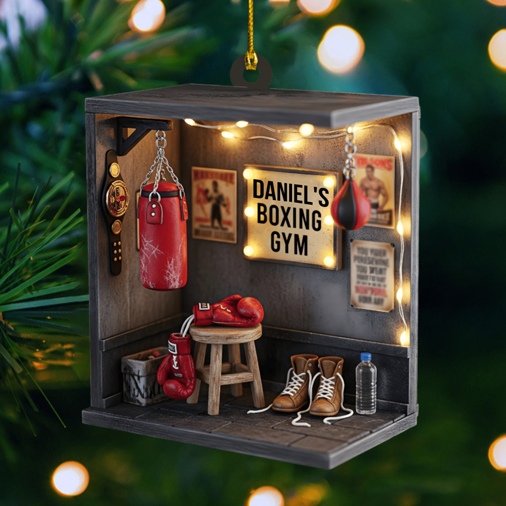 Personalized Boxing Gym Ornament 2025 – Custom Name Sports Christmas Decoration for Boxers and Fitness Lovers Ornament