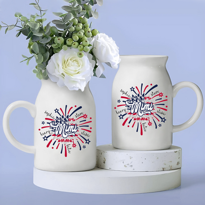 Patriotic Fireworks Covered With Flag For Mimi And Kids - Custom Home Decoration Flower Vase According To Family Requirements, Ceramic Flower Vase