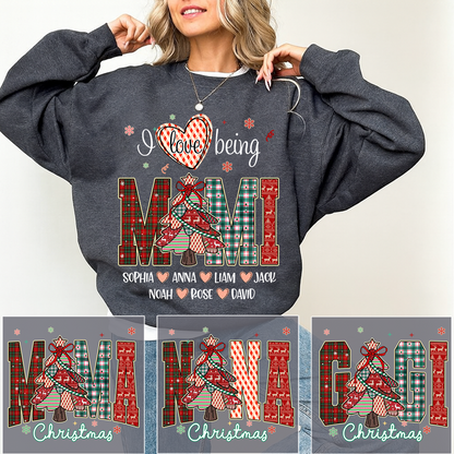 Personalized I Love Being Mimi Christmas Sweatshirt, Customized Gifts for Grandma and Grandchild