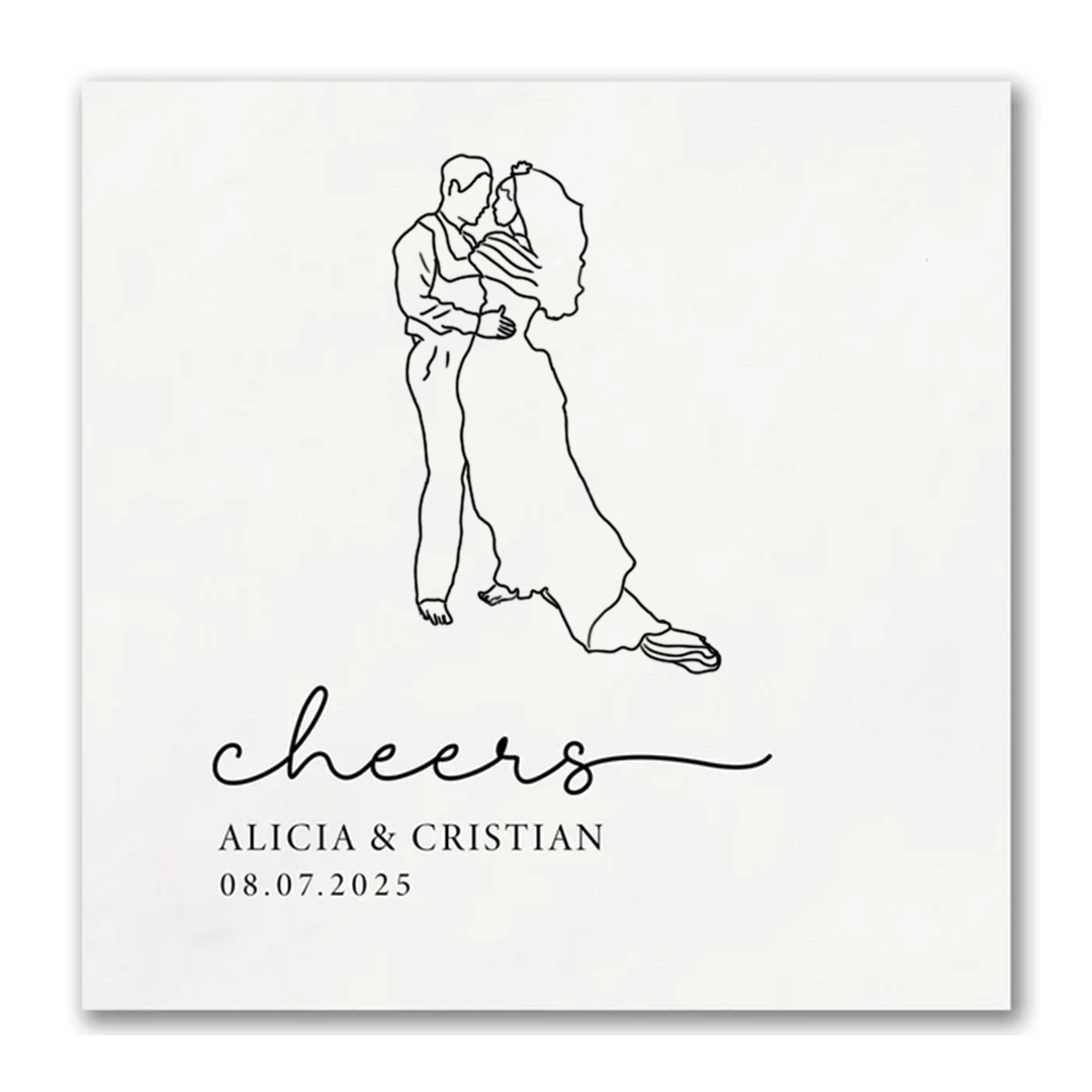 Couple Dinner Napkins for Wedding, Custom Illustrated Wedding Napkins, Custom Napkins, Wedding Napkins, Engagement Napkins