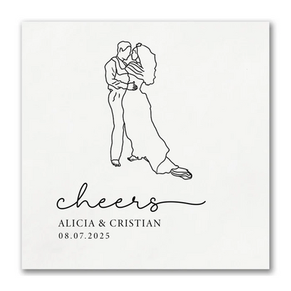 Couple Dinner Napkins for Wedding, Custom Illustrated Wedding Napkins, Custom Napkins, Wedding Napkins, Engagement Napkins
