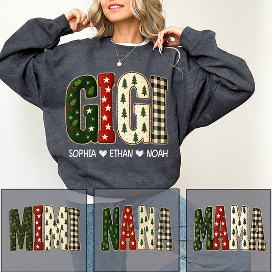Cozy Xmas Gigi Design Grandma Sweatshirt, Gift for Grandma and Kids