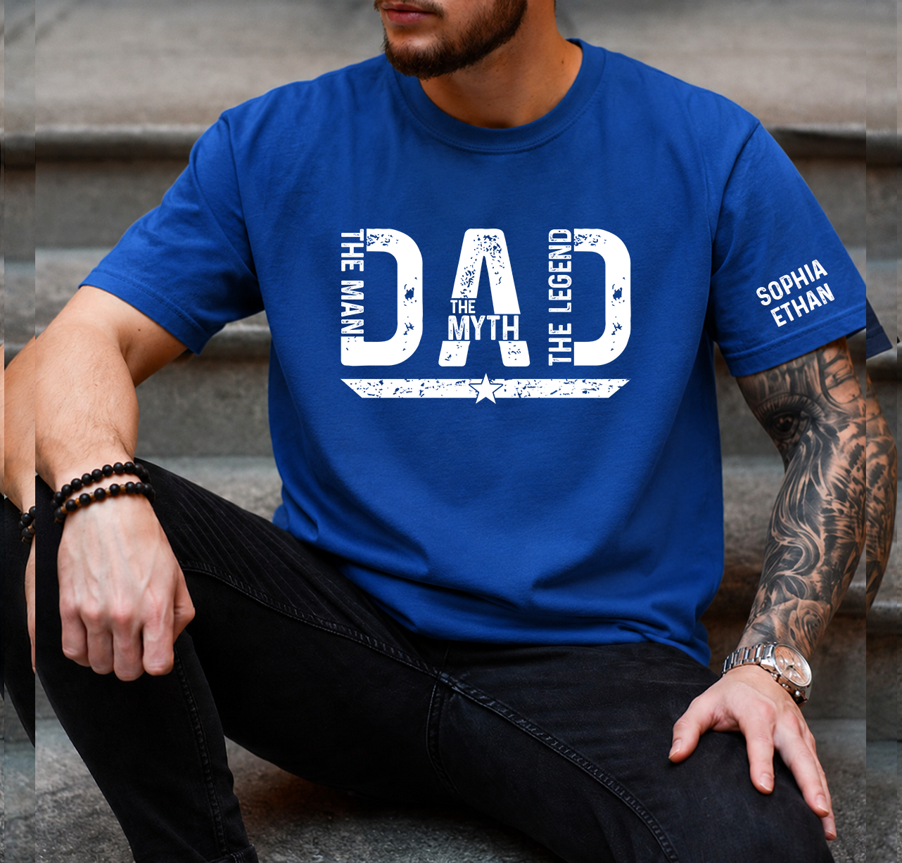 The Man The Myth The Legend Dad T-Shirt – Personalized Custom Name Gift for Dad Daddy Papa