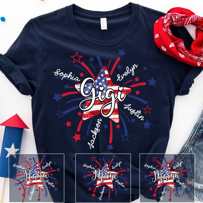 Personalized 4th Of July Grandma, Star Firework For Gift Grandma with Kid Names