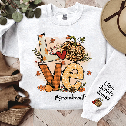 Love Grandma Life Pumpkin Fall Autumn, Custom Grandma And Grandkids, Grandma Gift, Autumn Gift TH Sweatshirt