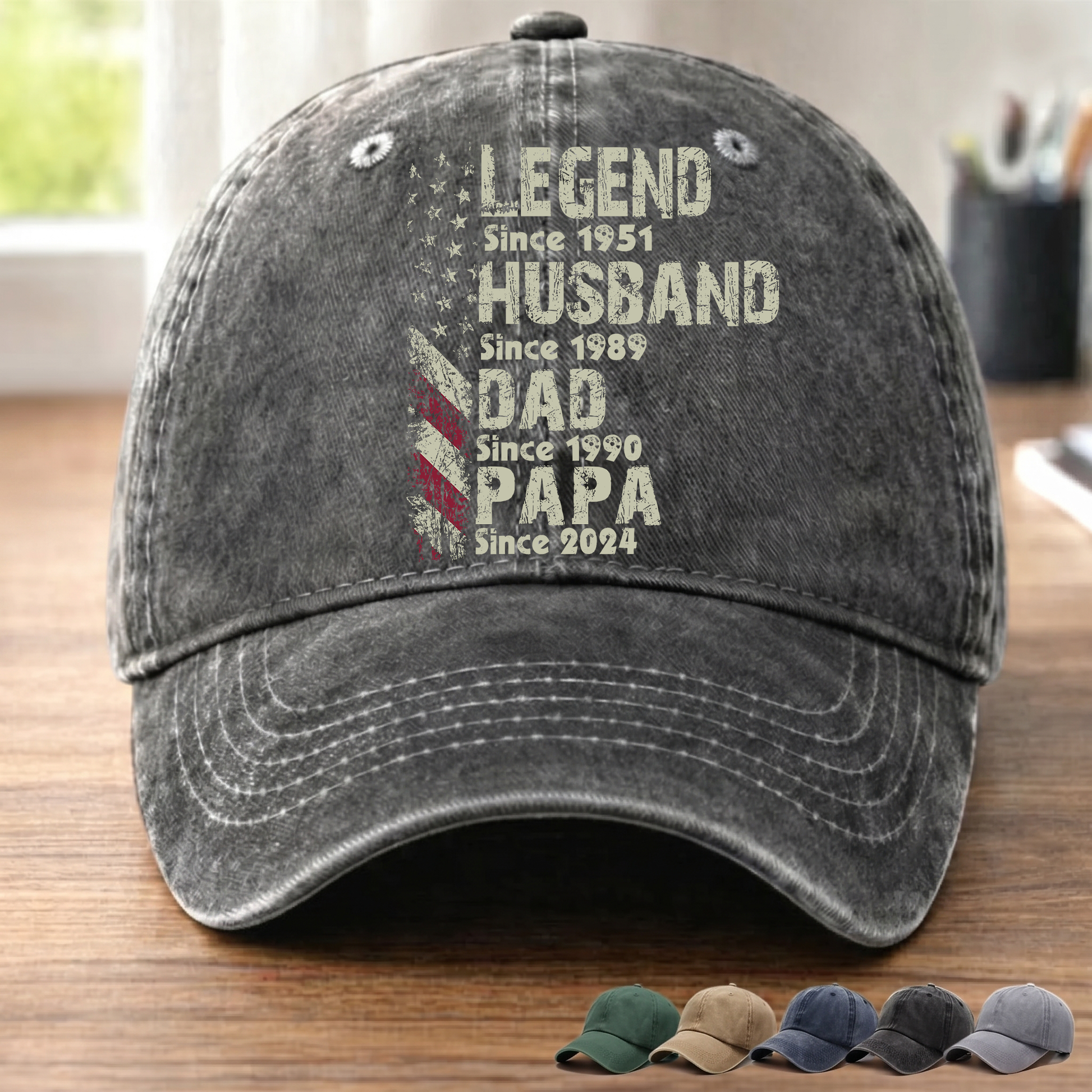 Legend Husband Dad Papa Father's Day Gift Trend, Personalized Custom Vintage Washed Denim Cap