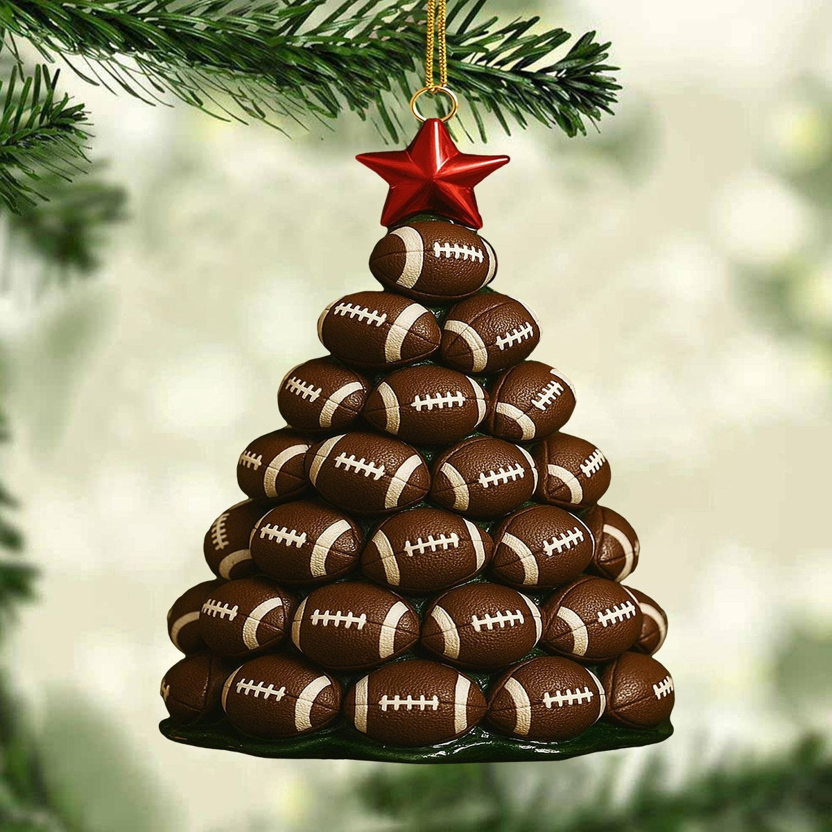 Football Tree Ornament 2025 – Unique Christmas Tree Decoration Gift for Football Players, Coaches & Sports Fans