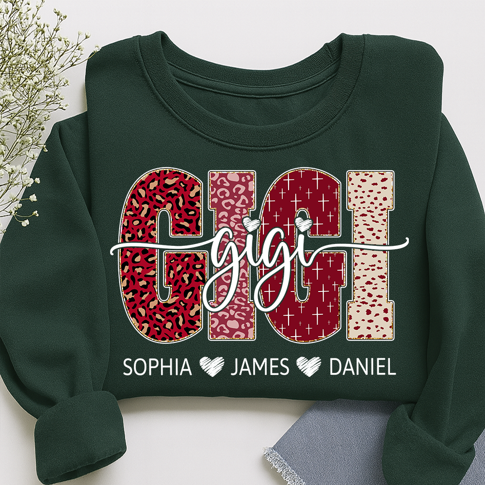 Personalized Gigi Sweatshirt with Kids Names, Valentine Grandma Gift Crewneck