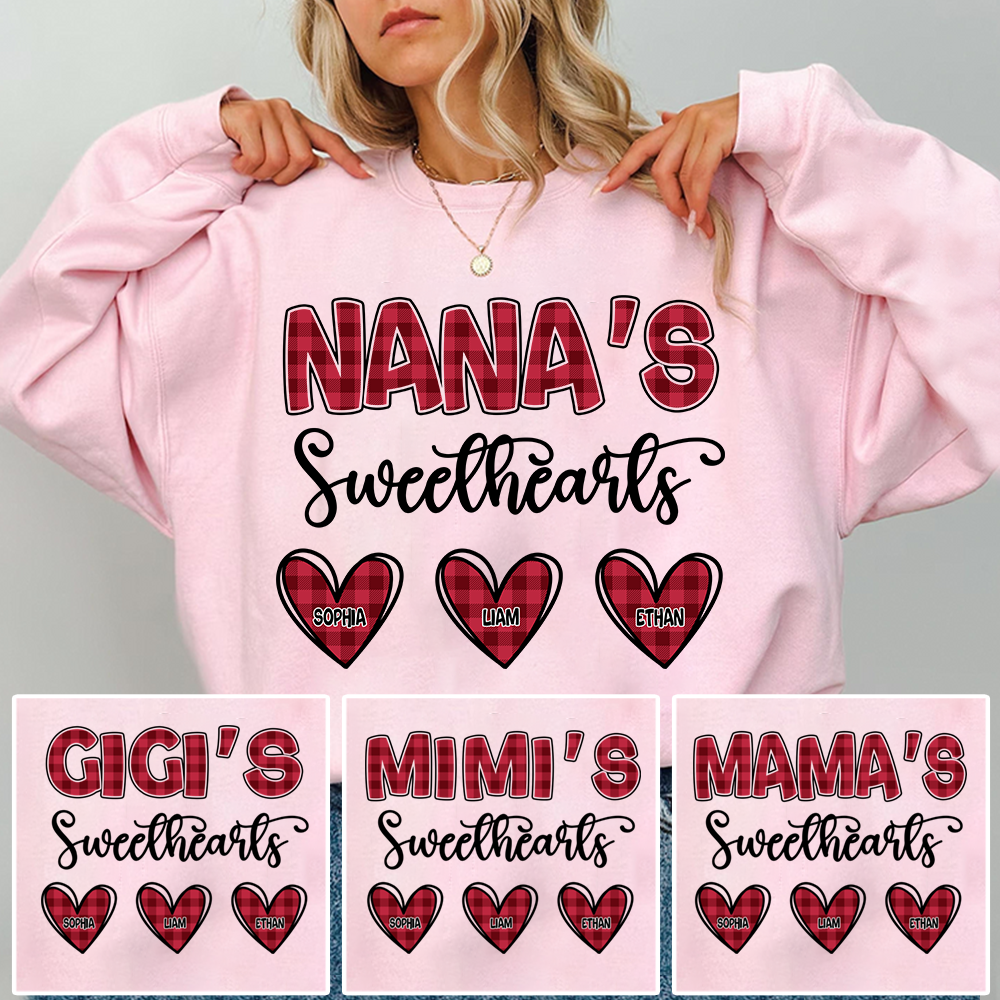 Nana's Sweethearts Sweatshirt, Custom Printed Heart Sweatshirt As A Gift For Grandma And Grandchildren